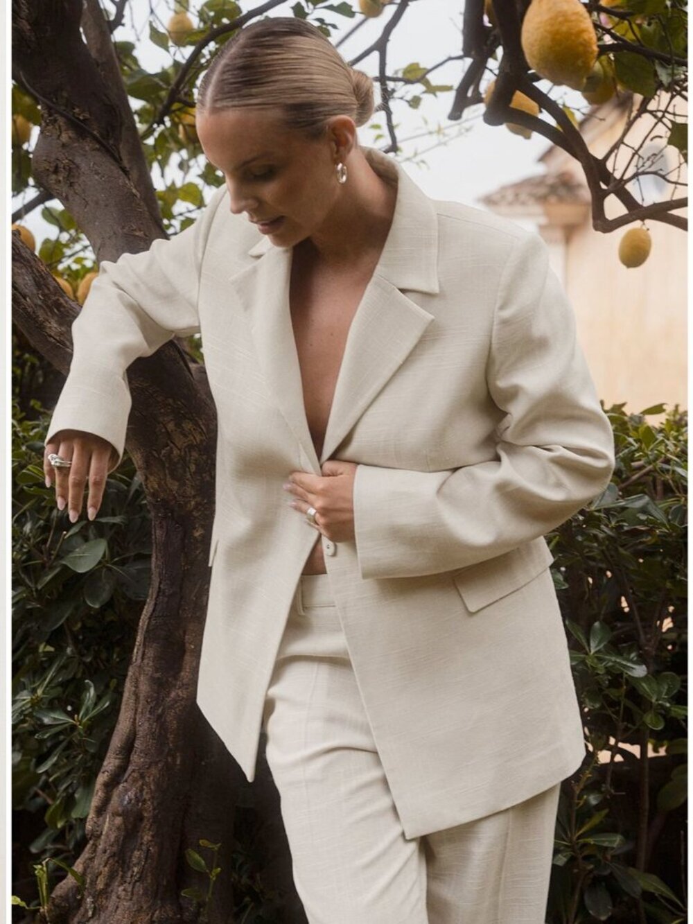 NWT NA-KD Linen Blend Blazer in Off White EU 34 $100